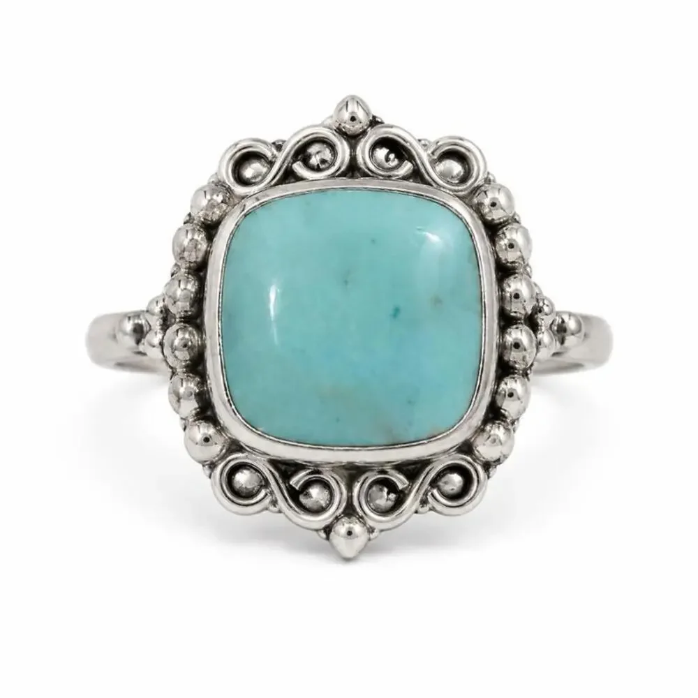 Size 7.25 Turquoise .925 Solid Sterling Silver Ring